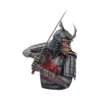Undead Samurai Warrior Bust Sculpture - Dark Steel Armor Undead samurai warrior bust sculpture with skeletal face, raised katana, and battle-worn armor.