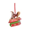 Gizmo Christmas Ornament Resin Red Green Gift Box Design Gizmo Christmas ornament peeking from a red and green holiday gift box The-Hidden-Hatch