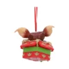 Gizmo Mogwai Christmas Ornament Resin Red Green Gift Box Christmas ornament of Gizmo the Mogwai popping from a red and green gift box The-Hidden-Hatch