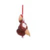 Brown Bird Ornament Resin Figurine - Candy Cane Holiday Decor Brown furry bird ornament hugging red and white candy cane with hanging ribbon. The-Hidden-Hatch