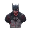 Zombie Batman Bust Sculpture Gray Resin - Bloodied Horror Detailing Zombie Batman bust sculpture with decayed face, bloodstained teeth, and torn cowl details.