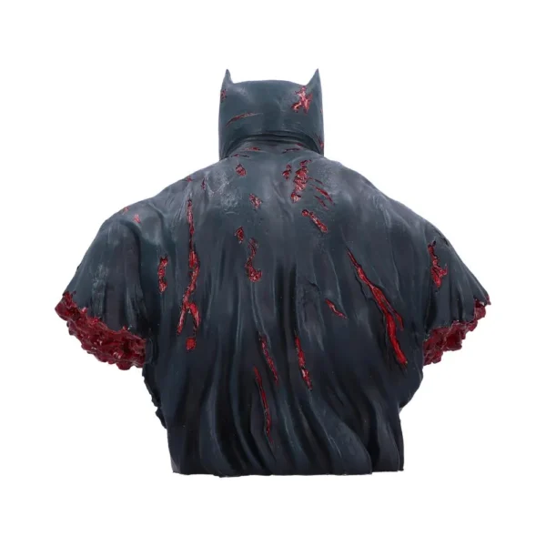 Batman Horror Bust Sculpture Dark Gray - Torn Cape and Red Gashes A dark, horror-themed Batman bust with torn cape and red gashes on the cowl.