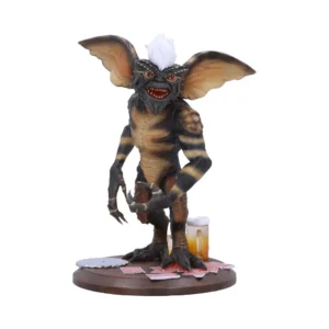 Gremlin Figurine Resin Statue Brown - Cards And Beer Base Display A detailed gremlin figurine holding cards and beer on a wooden base The-Hidden-Hatch
