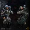 Batman And Catwoman Resin Sculptures Black - Romantic Kiss Scene Halloween Gift : Batman and Catwoman sculptures sharing a kiss against a dark Gotham-themed background.
