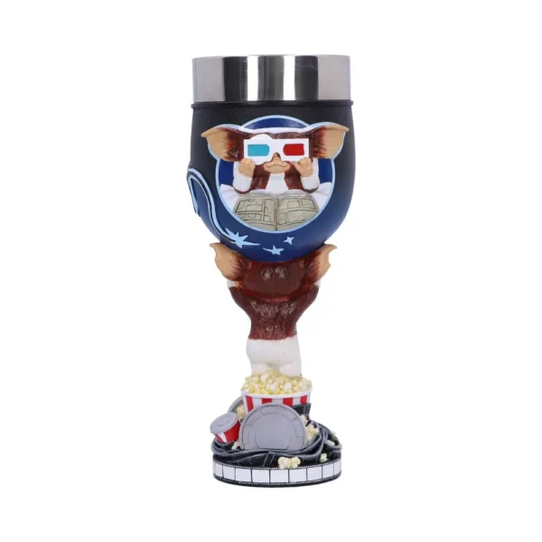 Gizmo Gremlins Collectible Metal Goblet - Popcorn Movie Theme Gizmo movie-themed collectible goblet with popcorn and film reel details The-Hidden-Hatch