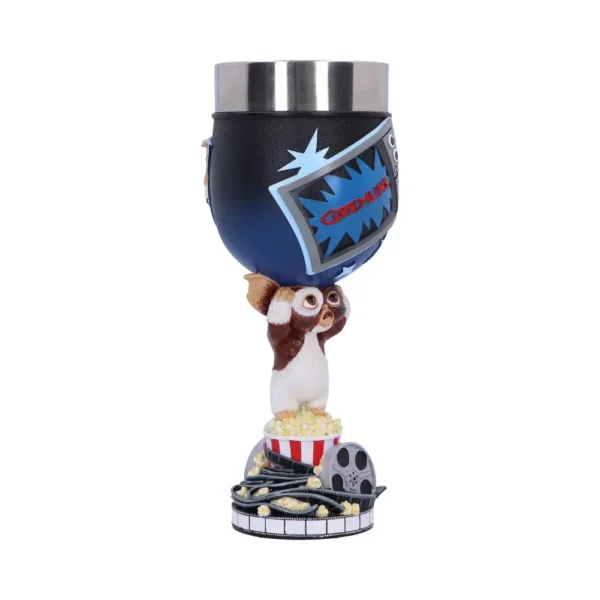 Gremlins Gizmo Decorative Cup Ceramic Blue - Movie Reel Base Gremlins-themed decorative cup featuring Gizmo figurine holding a film-inspired base The-Hidden-Hatch