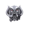 A metallic demonic boar skull emblem with glowing red eyes and chains. The-Hidden-Hatch