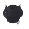 Fantasy Wall Sculpture Resin Black Silver - Horned Hanging Design Underside of a black and silver fantasy wall sculpture with horned design and hanging slot. The-Hidden-Hatch