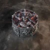 Baphomet Gothic Statue Resin Box - Dark Silver Pentagram Design A gothic Baphomet statue with wings, horns, and pentagram details on a dark ornate base.