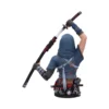 Hooded Samurai Warrior Bust Resin Statue - Blue Armor Katana A detailed hooded samurai bust holding a raised katana, featuring intricate blue armor and red accents.