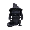 Black Dragon Figurine Resin Sculpture - Wizard Hat Design A cute black dragon figurine wearing a floppy wizard hat with stars and moons.