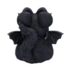 Black Cat Demon Figurine Sculpture - Horned Winged Design A black cat-like demon figurine with horns, bat wings, and a coiled furry tail.