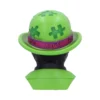 Puzzle Master Bust Sculpture Green and Purple Hat Design A green puzzle-themed bust with a bowler hat and purple band, viewed from behind.