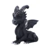 Gothic Dragon Figurine Sculpture Black Resin - Celtic Detailing A small black gothic dragon figurine with white Celtic patterns and silver claw details.