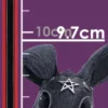 Black Occult Rabbit Figurine Resin Statue - Pentagram Design A black rabbit figurine with occult symbols beside a measuring pencil on a purple background.