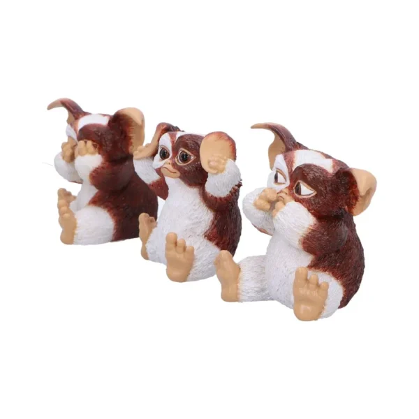 Mogwai Figurine Set Resin Brown White - See Hear Speak No Evil Three Mogwai figurines posed as see no evil, hear no evil, speak no evil. The-Hidden-Hatch