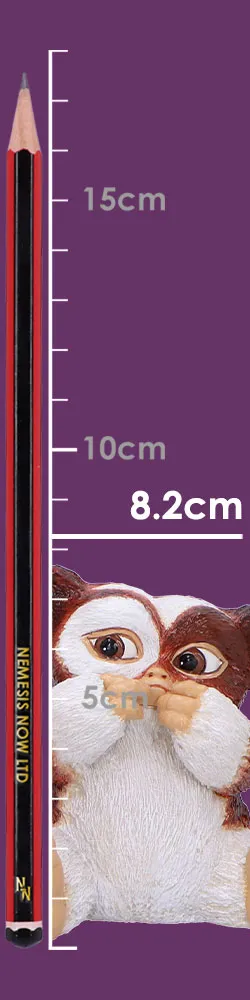 Gizmo figurine by Nemesis Now beside an HB pencil on a purple background. The-Hidden-Hatch