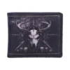 Gothic Deer Skull Leather Wallet Black - Antler and Skull Design A black gothic wallet featuring a detailed deer skull with antlers and smaller human skulls.
