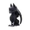 Raven Dragon Figurine Matte Black With Silver Claws And Runes A black raven-dragon figurine with silver claws and white occult markings on its wings.
