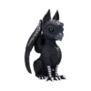 Black Griffin Figurine Sculpture - Silver Runes & Glossy Eyes A small black griffin figurine with silver runes, glossy eyes, and folded wings.