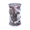 Black Cat Wizard Collapsible Stool - Cosmic Fantasy Design A collapsible stool featuring a black wizard cat design with cosmic and mystical symbols.