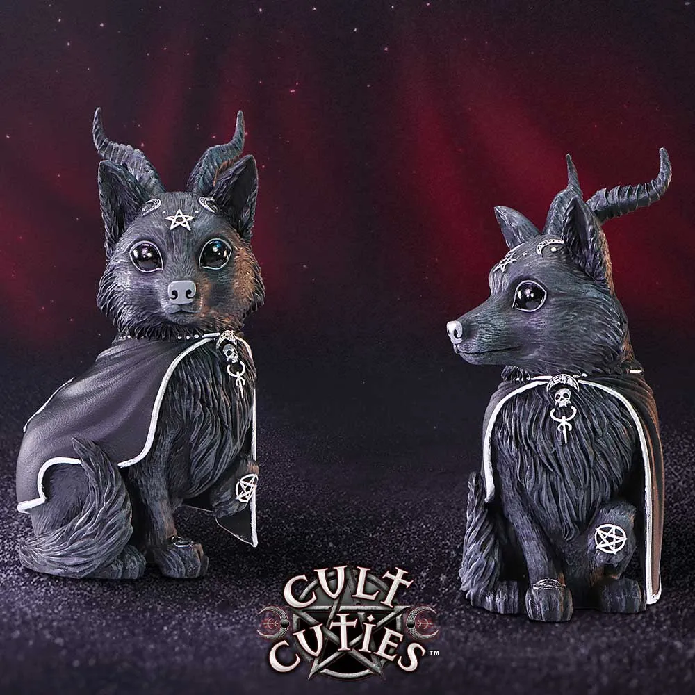 12 Best Gifts for Collectors That Feel Special 5 Baphomet - Best gifts for collectors. Two black demonic dog figurines with horns and cloaks against a red cosmic background.