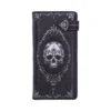 A black gothic wallet with ornate skull and filigree design on the front.