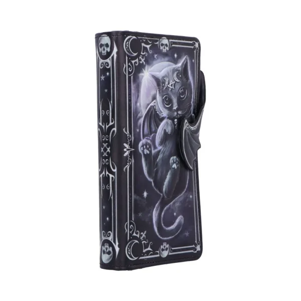 Gothic Black Cat Faux Leather Phone Wallet Case - Moon Design Gothic phone wallet case featuring a black cat with bat wings under a full moon.