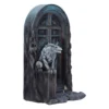 Gothic Stone Doorway Sculpture Dark Gray Demonic Guardian A gothic stone doorway guarded by a pale demonic creature sculpture, dark fantasy art The-Hidden-Hatch
