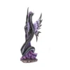 Dark Dragon And Winged Woman Fantasy Sculpture - Black Purple A dark dragon entwined around a winged fantasy woman sculpture in black, silver, and purple tones.