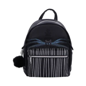 Nightmare Before Christmas Faux Leather Black Backpack - Bat Design Black Nightmare Before Christmas backpack with bat design and striped pocket, gothic style The-Hidden-Hatch