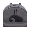 Gray Faux Leather Backpack - Embossed Gothic Hill Design A gray faux leather backpack with embossed gothic characters on a curled hill design The-Hidden-Hatch