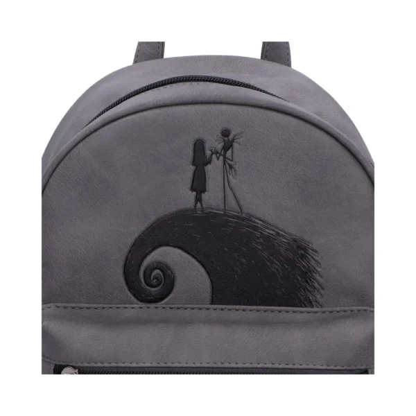 Gray Faux Leather Backpack - Embossed Gothic Hill Design A gray faux leather backpack with embossed gothic characters on a curled hill design The-Hidden-Hatch