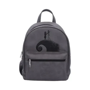 Nightmare Before Christmas Faux Leather Backpack - Dark Gray Dark gray faux-leather mini backpack with embossed Jack and Sally design from The Nightmare Before Christmas The-Hidden-Hatch
