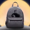 Nightmare Before Christmas Backpack Faux Leather Gray - Jack & Sally Gray faux leather *Nightmare Before Christmas* backpack with Jack and Sally design, moon background. The-Hidden-Hatch