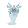Ice Fairy Figurine Crystal Resin Blue Gown - Frosted Wings An ice fairy figurine with frosted crystal wings and a flowing blue-white winter gown.