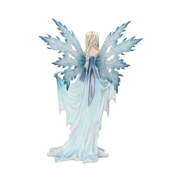 Ice Fairy Figurine Crystal Resin Blue Gown - Frosted Wings An ice fairy figurine with frosted crystal wings and a flowing blue-white winter gown.