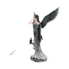 Gothic Dark Angel Figurine Resin Statue - Black Wings Ravens Gothic dark angel figurine with black wings, silver hair, teal bodice, and two black ravens.