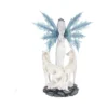 Ice Fairy Figurine Resin Statue White With Crystal Wings Elegant ice fairy figurine with crystal wings and two white wolves on a snowy base.