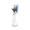 Ice Fairy Figurine Resin Sculpture Blue White With Dragon A detailed ice fairy figurine with crystal wings and a small dragon perched on her shoulder.