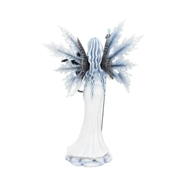 Winter Fairy Figurine Porcelain White - Frosted Crystal Wings A porcelain ice fairy figurine with frosted wings and flowing pale blue hair in a white gown.