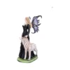 Fairy And White Wolf Figurine Resin Statue - Black Wings Fairy figurine with black wings standing beside a white wolf on a grassy base.