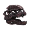 Dinosaur Skull Model Resin Brown - Sharp Teeth Fossil Detail Realistic brown resin dinosaur skull model with sharp teeth and detailed fossil-like texture.