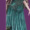 Emerald Fairy Figurine Resin Sculpture - Butterfly Wings Design Tall emerald fairy figurine with butterfly wings standing beside a pencil for size comparison.