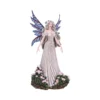 Silver Hair Fairy Figurine Resin Statue - Shimmering Wings A Nemesis Now fairy figurine with shimmering wings, silver hair, and floral base.