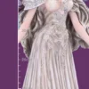 Ivory Fairy Figurine Resin Sculpture - Blue Wings and Roses Ivory fairy figurine with blue wings and pink rose base, approximately 49.5 cm tall.
