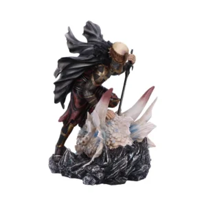 Medieval Warrior Figurine Bronze Armor - Crystal Beast Base Medieval warrior figurine standing over a defeated crystal beast on rocky terrain.