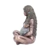 Bronze Gaia sculpture of pregnant woman with Earth belly and leafy hair symbolizing Mother Nature.