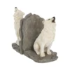White Wolf Bookends Resin Sculpture - Realistic Howling Design Two white howling wolf bookends separated by a rocky divider, lifelike and detailed. The-Hidden-Hatch