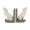 White Wolf Bookends Resin Sculpture – Howling Rustic Decor Two white howling wolf bookends on rocky bases for rustic home decor The-Hidden-Hatch
